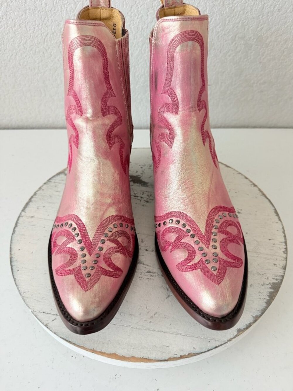 Old Gringo SHAY Pink Cowboy Boots Womens Size 9 Western Gold Leather Short - Picture 5 of 11